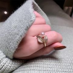 Nhẫn Hở Mạ Vàng 18K Đính Đá zircon Hình Chiếc Lá NN015