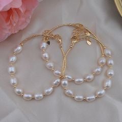 Vòng Tay Ngọc Trai Nuôi Tự Nhiên Hạt Xoài 7-8mm MADAME HIEN PEARLS Cho Nữ VTG003
