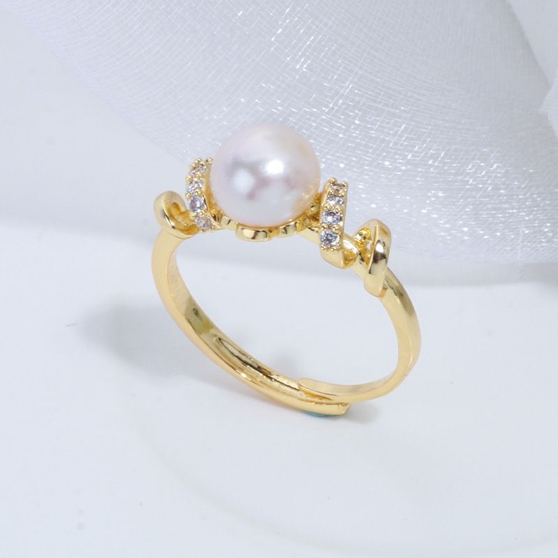 Nhẫn Đính Ngọc Trai MADAME HIEN PEARLS Dát Đá zircon Đơn Giản Thời Trang Giá Sỉ NN023