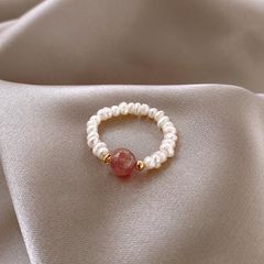 Nhẫn Chuỗi Ngọc Trai Tự Nhiên hạt nhí mặt ngọc NT003