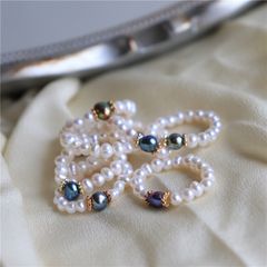 Nhẫn Chuỗi Ngọc Trai Tự Nhiên hạt nhí mặt ngọc NT003