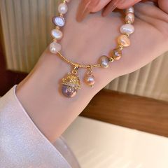 Vòng Tay Hạt Trai Tự Nhiên MADAME HIEN PEARLS Charm Mèo Phong Cách Baroque cá tính đáng yêu VTB005M