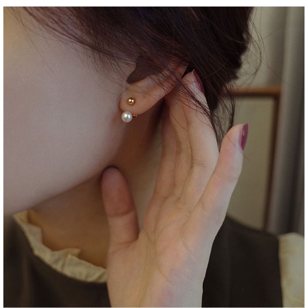 Khuyên Tai Hạt Ngọc Trai Thời Trang Nhấn Bi MADAME HIEN PEARLS Cá Tính BTN021