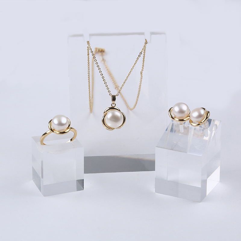 Bộ Vòng Cổ, Nhẫn Và Bông Tai Mạ Vàng Đính Ngọc Trai Nuôi Tự Nhiên Hộp Quà Cao Cấp Bộ Trang Sức Đơn Giản Sang Trọng SPS037