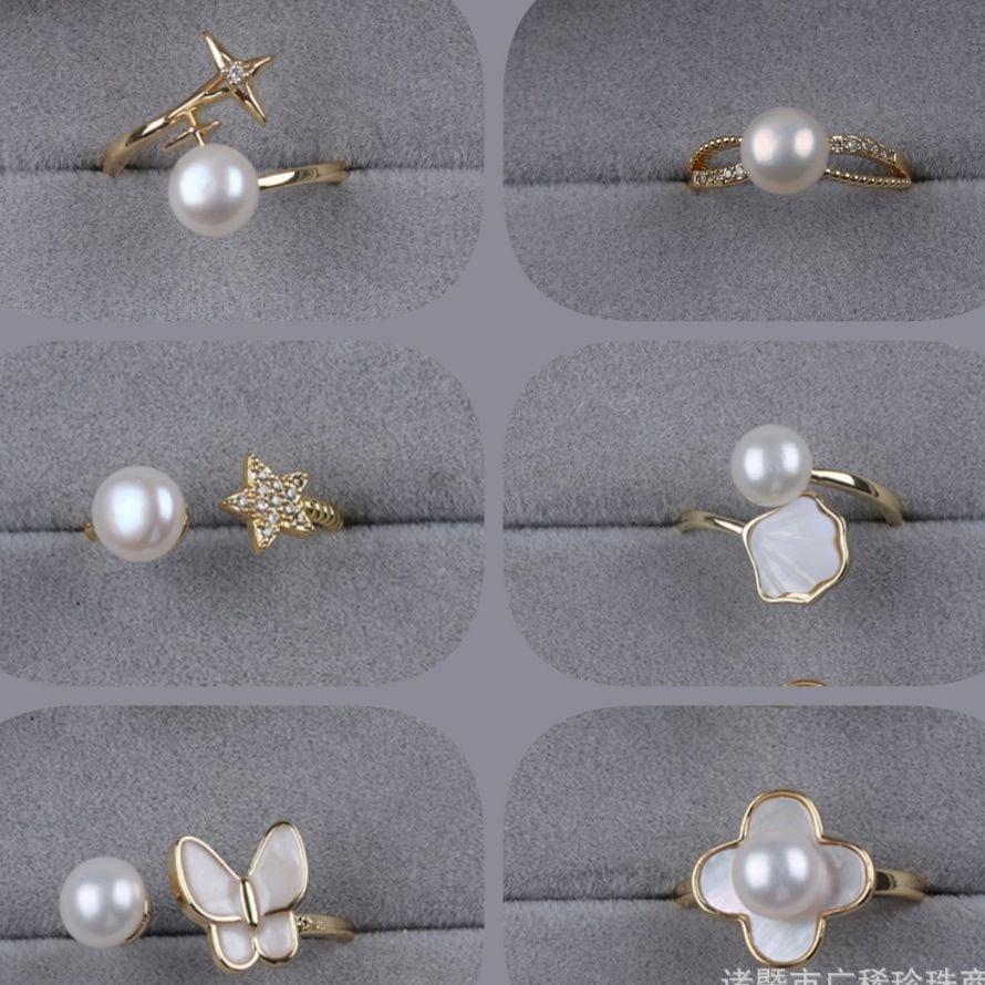 Nhẫn Zircon Đính Ngọc Trai Tự Nhiên Đơn Giản Thời Trang Giá Sỉ Madame Hien Pearls NN010