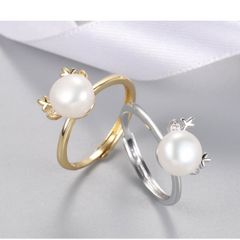 Nhẫn Đính Ngọc Trai Tự Nhiên Freesize Thời Trang Cá Tính Dáng Hưu Rừng MADAME HIEN PEARLS Cho Nữ NN006
