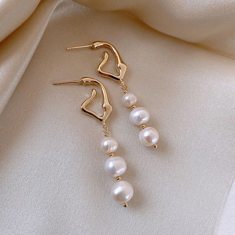 Bông Tai Kiểu Dáng Cá Tính, Hiện Đại MADAME HIEN PEARLS Đính Ngọc Trai Phong Cách Thời Trang Hàn Quốc BAROQUE BTT002
