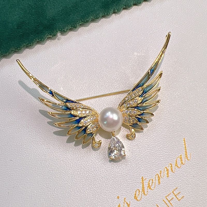 Trâm Cài Áo MADAME HIEN PEARLS Hình Cánh Thiên Thần Đính Ngọc Trai Thời Trang Thanh Lịch PKC003