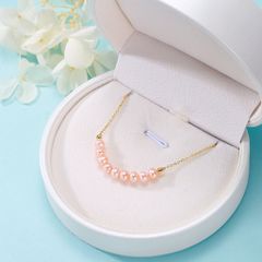 Vòng cổ Mặt Hình Cung Đính 9 hạt Ngọc Trai Nuôi Tự Nhiên Thời Trang Cho Nữ MT003