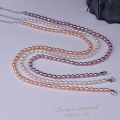 Vòng Cổ Ngọc Trai Hạt Gạo Oval Tự Nhiên 5-6mm Khoá Bạc 925 Dây Chuyền Hạt Nhỏ - Ngọc trai Giá Sỉ Phú Quốc CG002