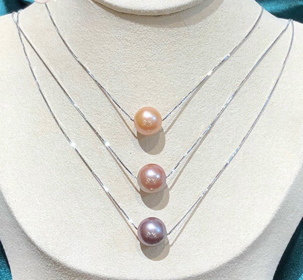 Dây Chuyền Bạc Ý 925 Xuyên Tâm Hạt Trai 10-11mm kèm bi Bạc Ý sang trọng cho nữ MN028