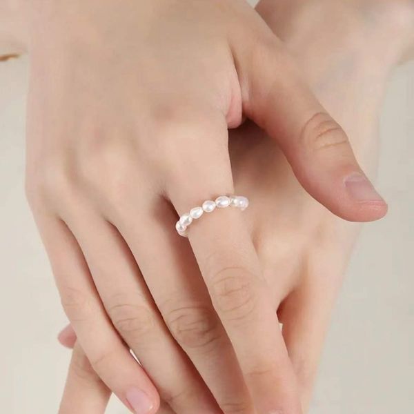 Nhẫn Chuỗi Ngọc Trai Tự Nhiên hạt nhí