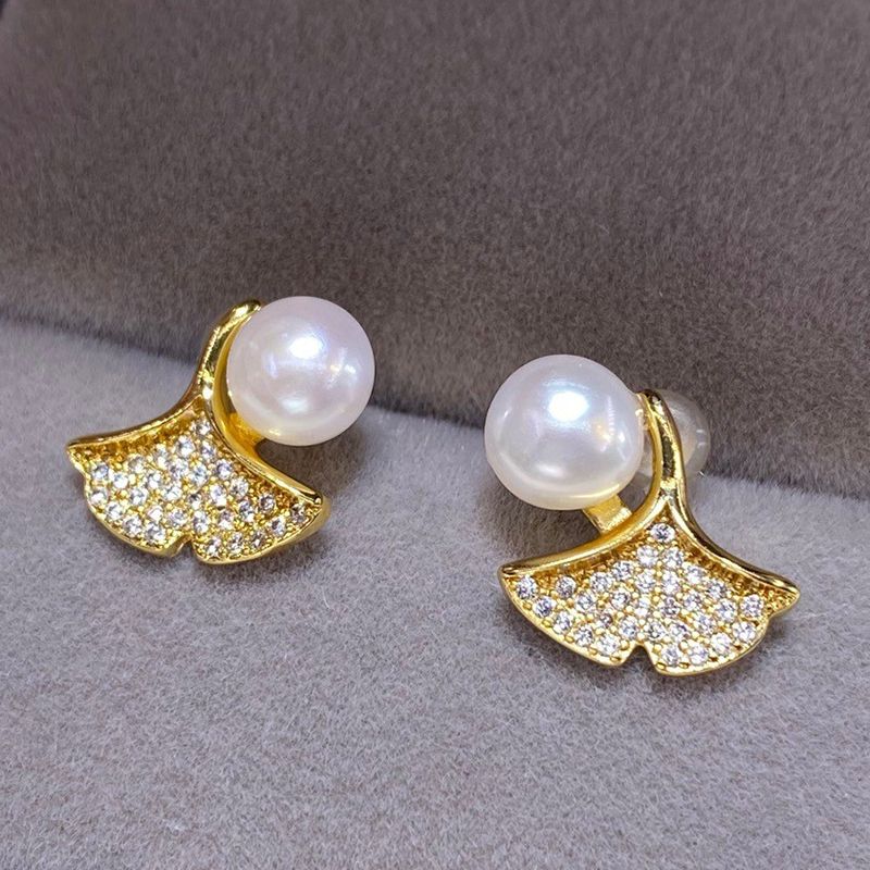 Bông Tai Ngọc Trai Lá Bạch Quả Ginkgo MADAME HIEN PEARLS May Mắn Đáng Yêu