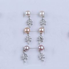 Bông Tai Ngọc Trai Tự Nhiên Lá Liễu Đính Đá Thời Trang MADAME HIEN PEARLS BTN004