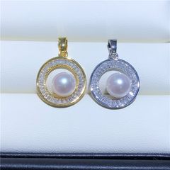 Mặt Dây Chuyền Ngọc Trai Tự Nhiên Dạng Tròn Mạ Vàng Đính Đá Zircon MN001