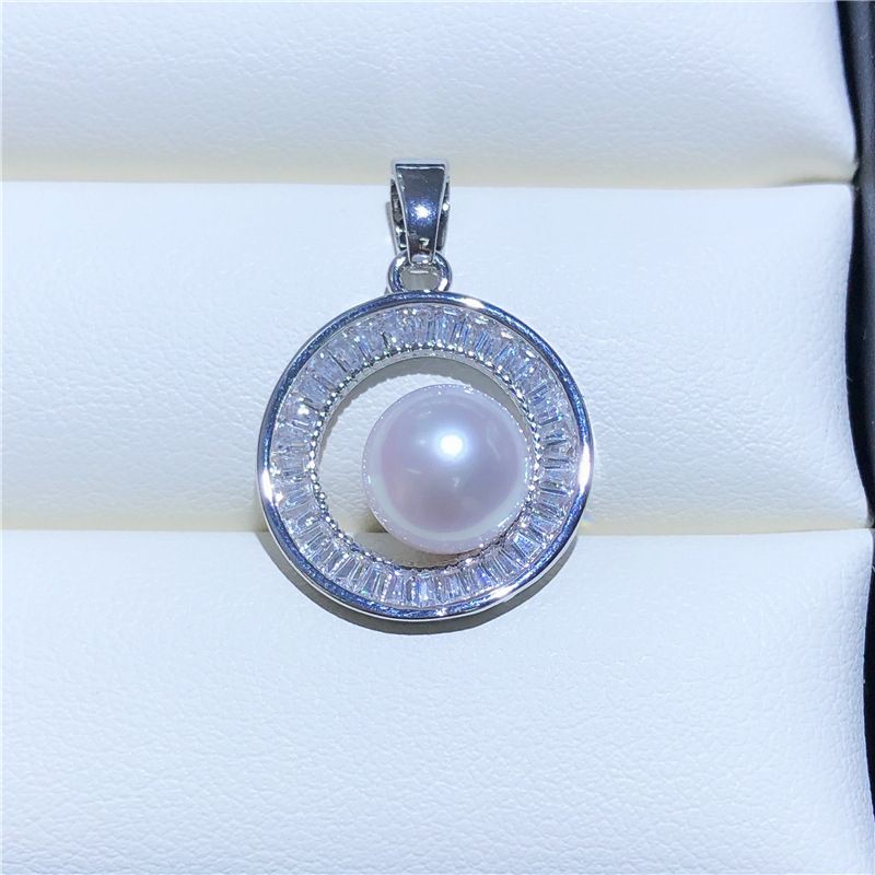 Mặt Dây Chuyền Ngọc Trai Tự Nhiên Dạng Tròn Mạ Vàng Đính Đá Zircon MN001