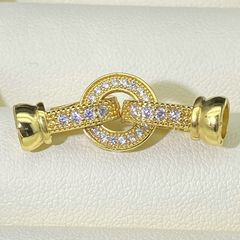 Khóa Cài Mặt Dây Chuyền Dây Tay Kẹp Nối Mạ Vàng 14k Mặt Tròn Dây Kẹp Đính Đá MADAME HIEN PEARLS