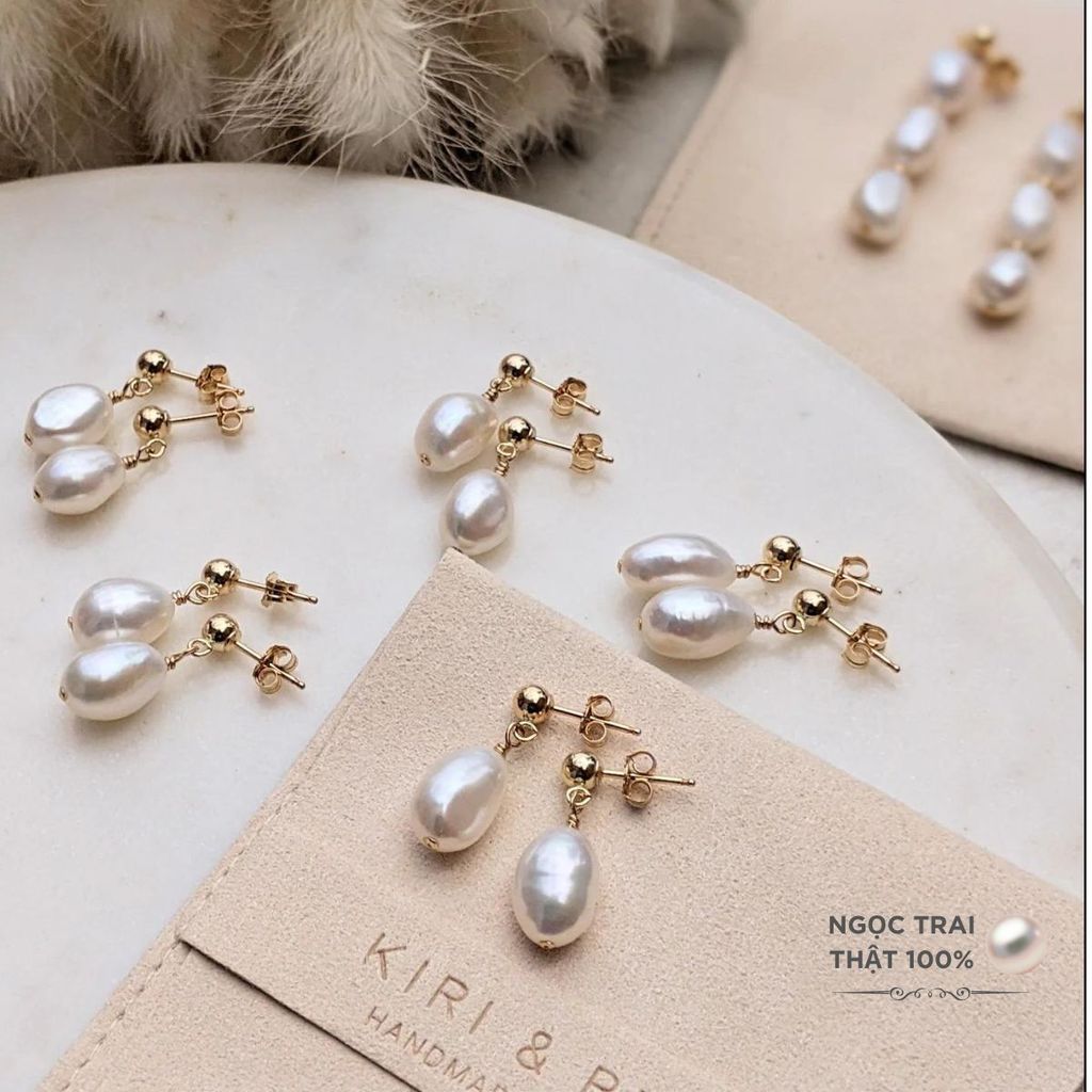 Bông Tai Bạc 925 Mạ MADAME HIEN PEARLS Đính Hạt Trai Baroque Nước Ngọt Tự Nhiên BTB002