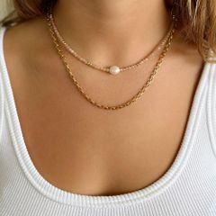 Vòng Cổ Choker Pha Lê Mặt Hạt Ngọc Trai Baroque Tự Nhiên Tối Giản MADAME HIEN PEARLS MB022