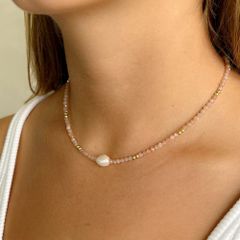 Vòng Cổ Choker Pha Lê Mặt Hạt Ngọc Trai Baroque Tự Nhiên Tối Giản MADAME HIEN PEARLS MB022