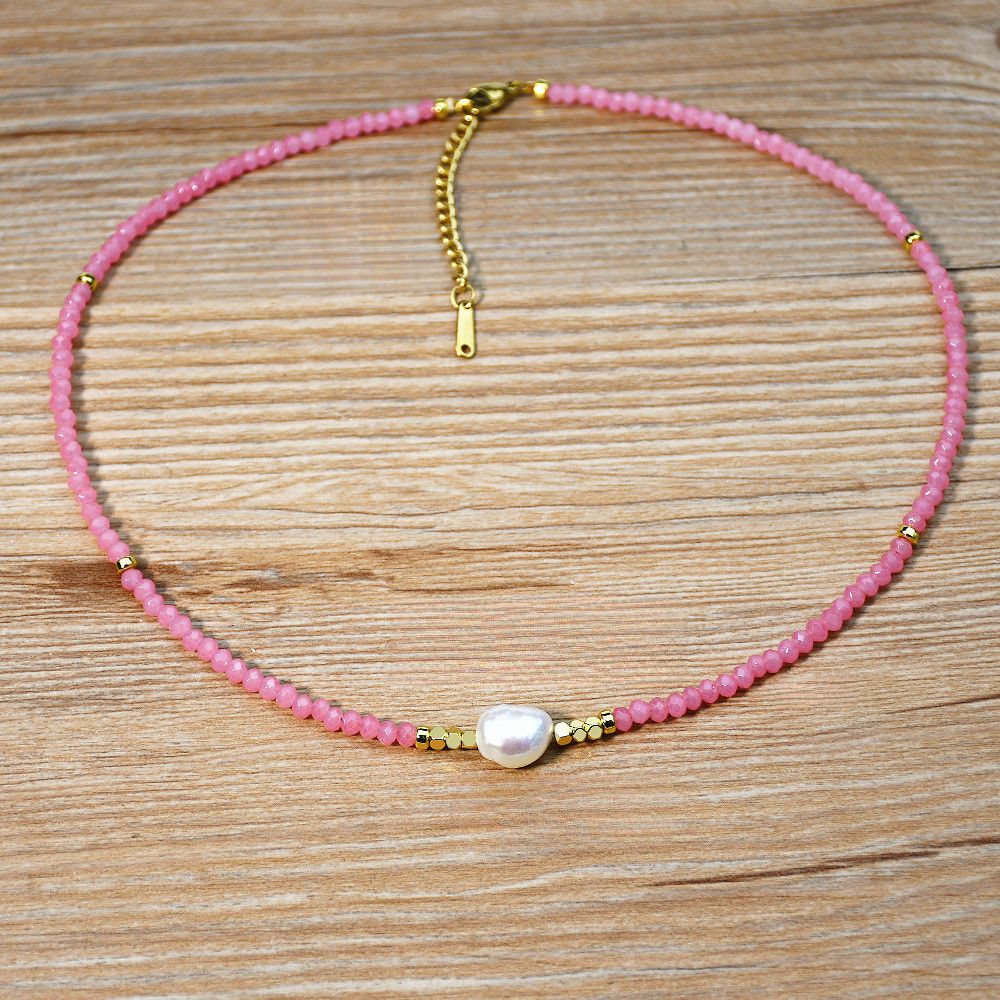 Vòng Cổ Choker Pha Lê Mặt Hạt Ngọc Trai Baroque Tự Nhiên Tối Giản MADAME HIEN PEARLS MB022