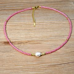 Vòng Cổ Choker Pha Lê Mặt Hạt Ngọc Trai Baroque Tự Nhiên Tối Giản MADAME HIEN PEARLS MB022