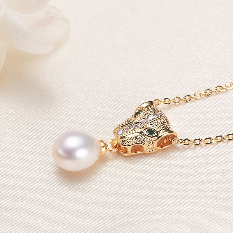 Vòng Cổ Mặt Hình Đầu Báo Đính Đá Zircon Ngọc Trai Thời Trang MG002