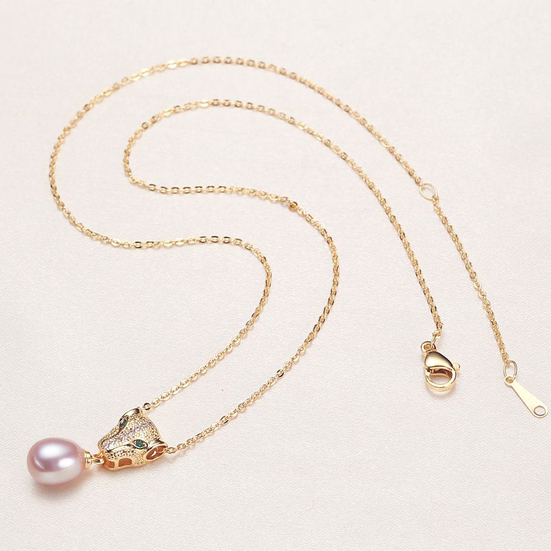 Vòng Cổ Mặt Hình Đầu Báo Đính Đá Zircon Ngọc Trai Thời Trang MG002