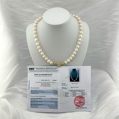 [Kèm Kiểm Định] Vòng Cổ Ngọc Trai Tự Nhiên 11mm Trắng Tròn Đẹp Grade AAA MADAME HIEN PEARLS CT025