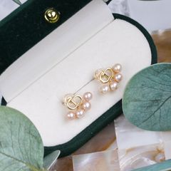 Bông Tai Ngọc Trai Tự Nhiên Mặt Dior Kép 4 Hạt Quý Tử Sang Trọng MADAME HIEN PEARLS Cho Nữ BTN261