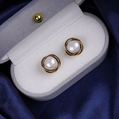 Bông Tai Ngọc Trai Tự Nhiên Phong Cách Cổ Điển Viền Đen Sang Trọng MADAME HIEN PEARLS Cho Nữ BTN266