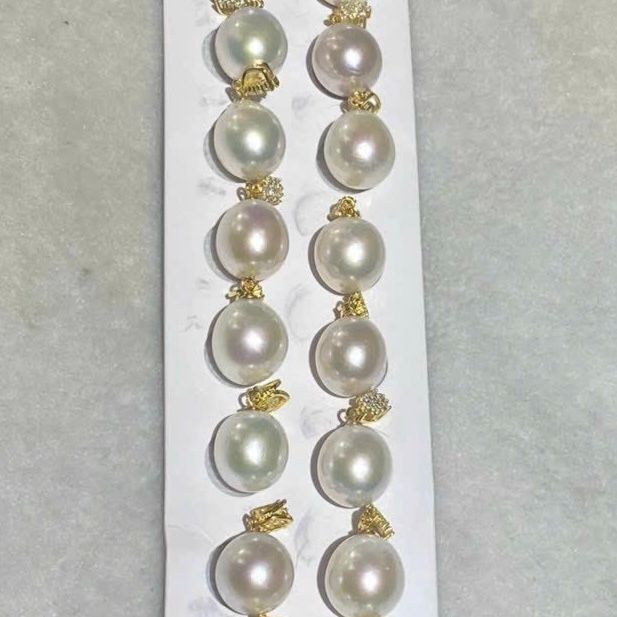 Mặt Ngọc Trai Dáng Tự Nhiên Kích Thước Lớn 14-15mm Mặt Vuông Đính Đá Zircon MADAME HIEN PEARLS