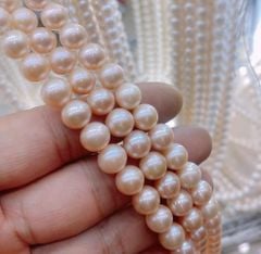 [Kèm Kiểm Định] Bộ Set Trang Sức Ngọc Trai Hồng Tròn Tự Nhiên AAA 8-9mm Hoàn Hảo Gồm Vòng cổ + Vòng Tay + Bông tai MADAME HIEN PEARLS SCT002H