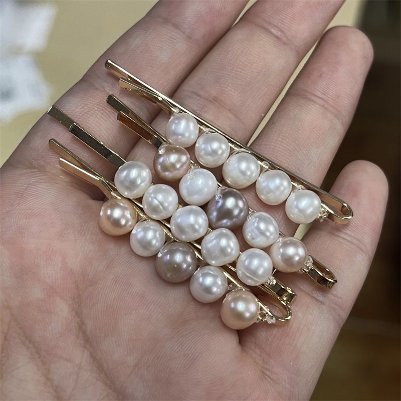 Kẹp Tóc 5 Hạt Ngọc Trai Tự Nhiên MADAME HIEN PEARLS Handmade Xinh Xắn