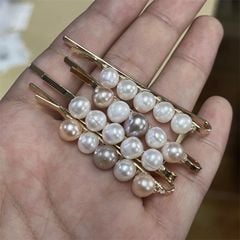 Kẹp Tóc 5 Hạt Ngọc Trai Tự Nhiên MADAME HIEN PEARLS Handmade Xinh Xắn PKT001