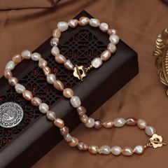Bộ Vòng Cổ Vòng Tay Ngọc Trai Baroque Sắc Màu Tự Nhiên Ngọt Ngào Khoá OT Hoa Mận MADAME HIEN PEARLS SCB005M