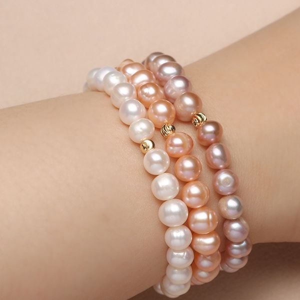 Vòng Tay Ngọc Trai Tự Nhiên Đơn Giản 7-8mm MADAME HIEN PEARLS dễ thương VTT001