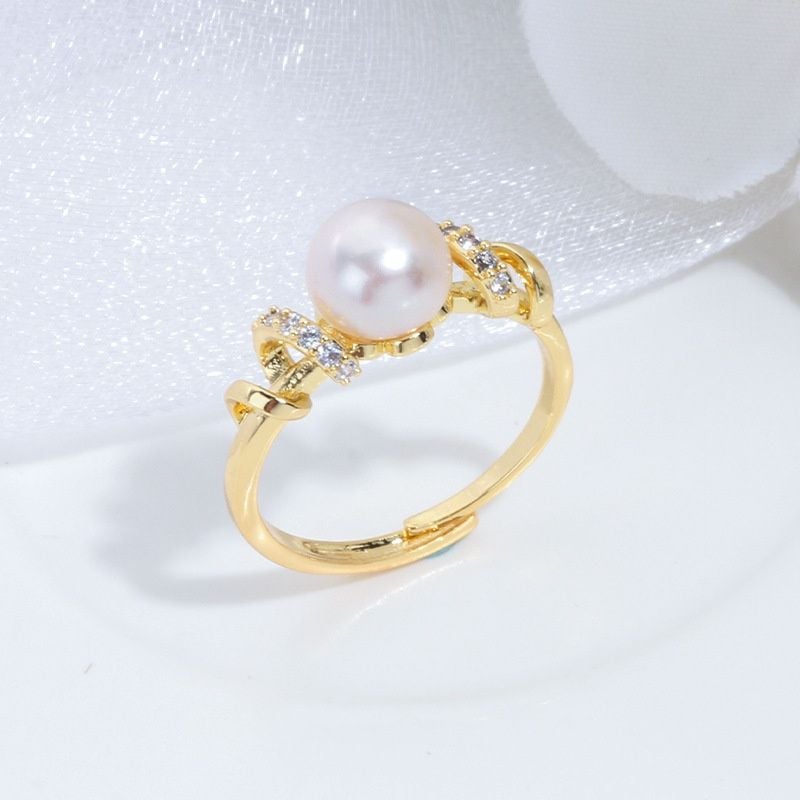 Nhẫn Đính Ngọc Trai MADAME HIEN PEARLS Dát Đá zircon Đơn Giản Thời Trang Giá Sỉ NN023