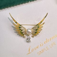 Trâm Cài Áo MADAME HIEN PEARLS Hình Cánh Thiên Thần Đính Ngọc Trai Thời Trang Thanh Lịch PKC003