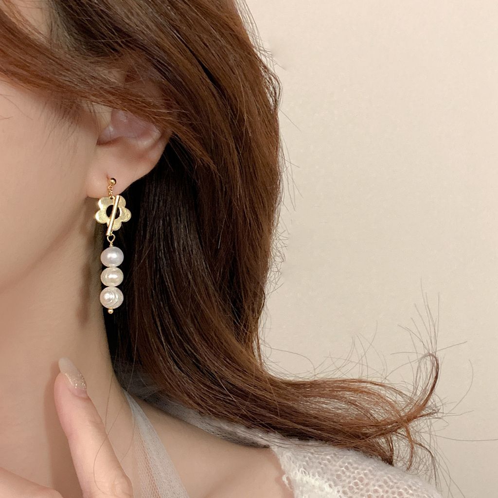 Bông Tai Bạc 925 Mạ Hình Cánh Hoa MADAME HIEN PEARLS Đính Ngọc Trai Thời Trang BTT025