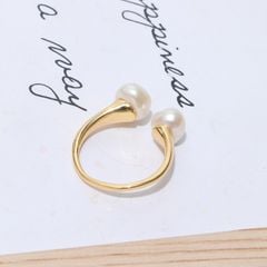 Nhẫn Mạ Vàng 14K Đính Ngọc Trai Nuôi Tự Nhiên Phong Cách baroque NB001