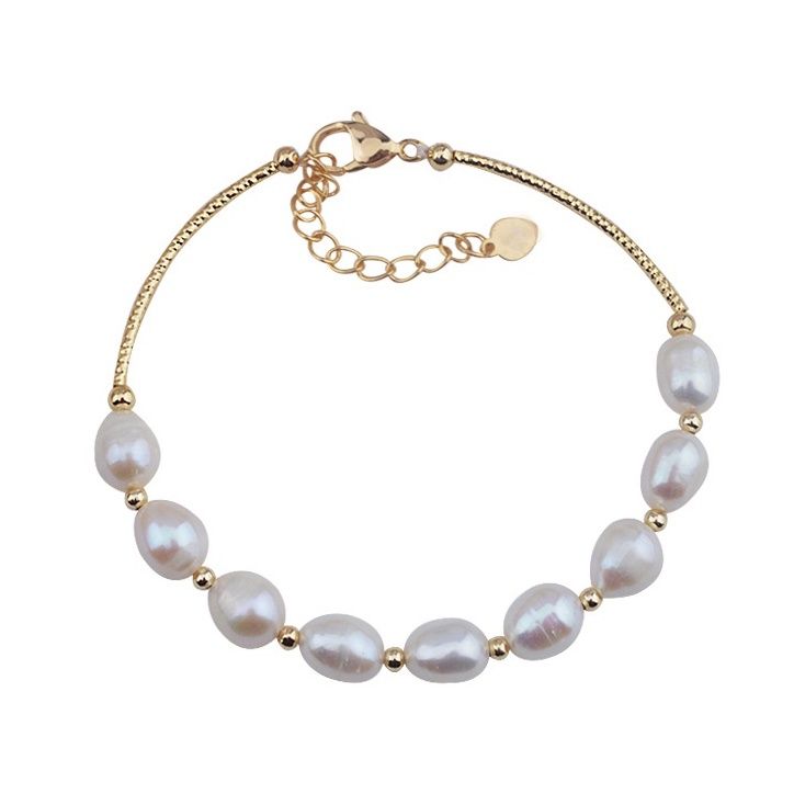 Vòng Tay Ngọc Trai Nuôi Tự Nhiên Hạt Xoài 7-8mm MADAME HIEN PEARLS Cho Nữ VTG003