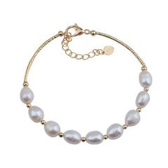 Vòng Tay Ngọc Trai Nuôi Tự Nhiên Hạt Xoài 7-8mm MADAME HIEN PEARLS Cho Nữ VTG003