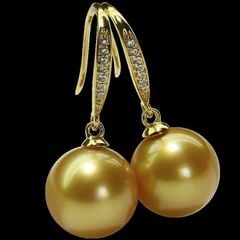 Bông Tai Bạc 925 Đính Ngọc Trai Xà Cừ Tự Nhiên 11-12mm sang trọng quý phái XC009