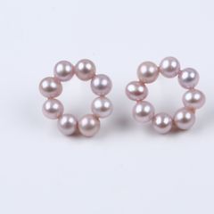 Bông Tai Bạc 925 Đính Tua Rua Vòng Tròn Ngọc Trai Tự Nhiên 8 Hạt Tròn Nhỏ MADAME HIEN PEARLS Cho Nữ BTT020M