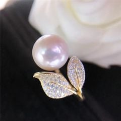 Nhẫn Hở Mạ Vàng 18K Đính Đá zircon Hình Chiếc Lá NN015