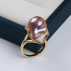 Nhẫn Nghệ Thuật Hợp Kim Đính Trai Xà Cừ MADAME HIEN PEARLS Dáng trai Độc Đáo NB003