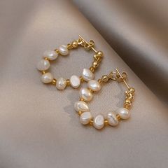 Bông Tai Vòng tròn Bạc 925 Mạ Đính Ngọc Trai Xinh Xắn MADAME HIEN PEARLS Thời Trang Nữ Tính BTB008