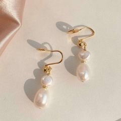 Bông Tai Ngọc Trai Tự Nhiên Cao Cấp Phong Cách Baroque BTG013