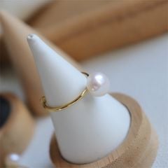 Nhẫn Ngọc Trai Tối Giản Khung Vàng Đính 1 Hạt Ngọc Trai Tự Nhiên Thời Trang NN012